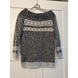 Anthro Sleeping On Snow Faroe Wool Blend Fair Isle Off Shoulder Sweater Size XS